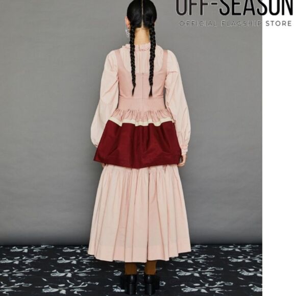 NWT Minjukim Pink Top Pleated Mini Dress Twill Peplum Size M - Picture 9 of 15